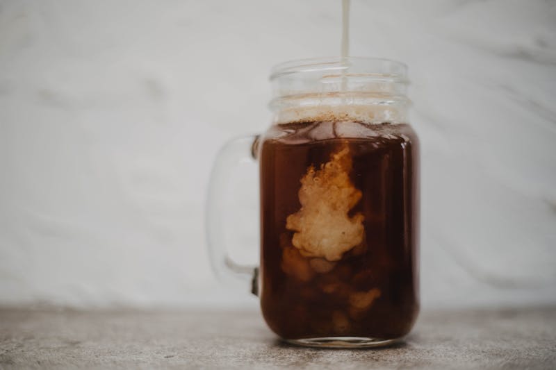 Iced cold brew coffee with milk and ice