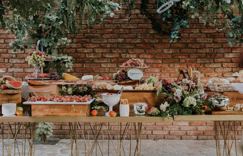 Beautifully set catering table at an event